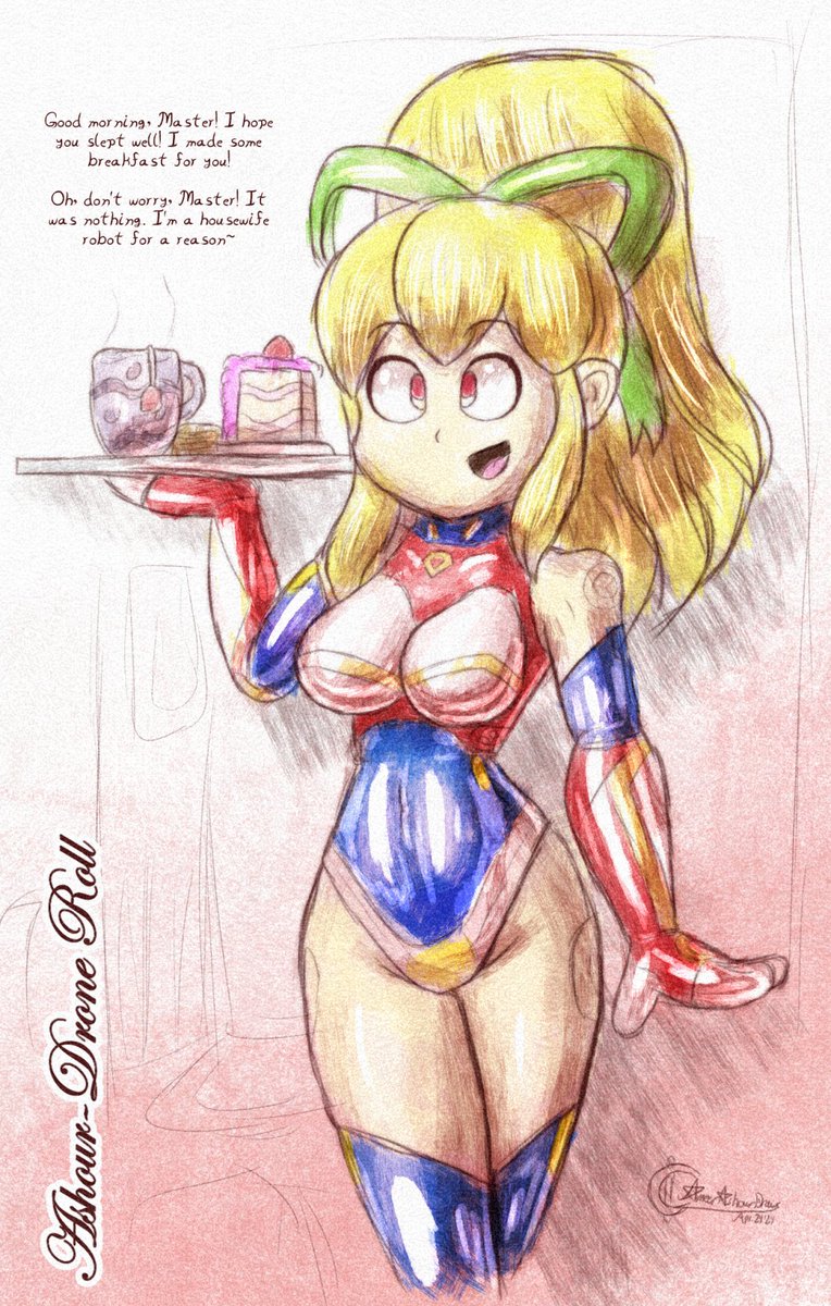 An Ashour-Drone Roll to kick off the morning. Just a lil something to do because I had a really rough evening last night, and I wanted to cheer myself up.

Plus, Roll is cute, and I love cute :)
#hypnosis #mindcontrol #art #megaman #rockman #roll #fembot #latex