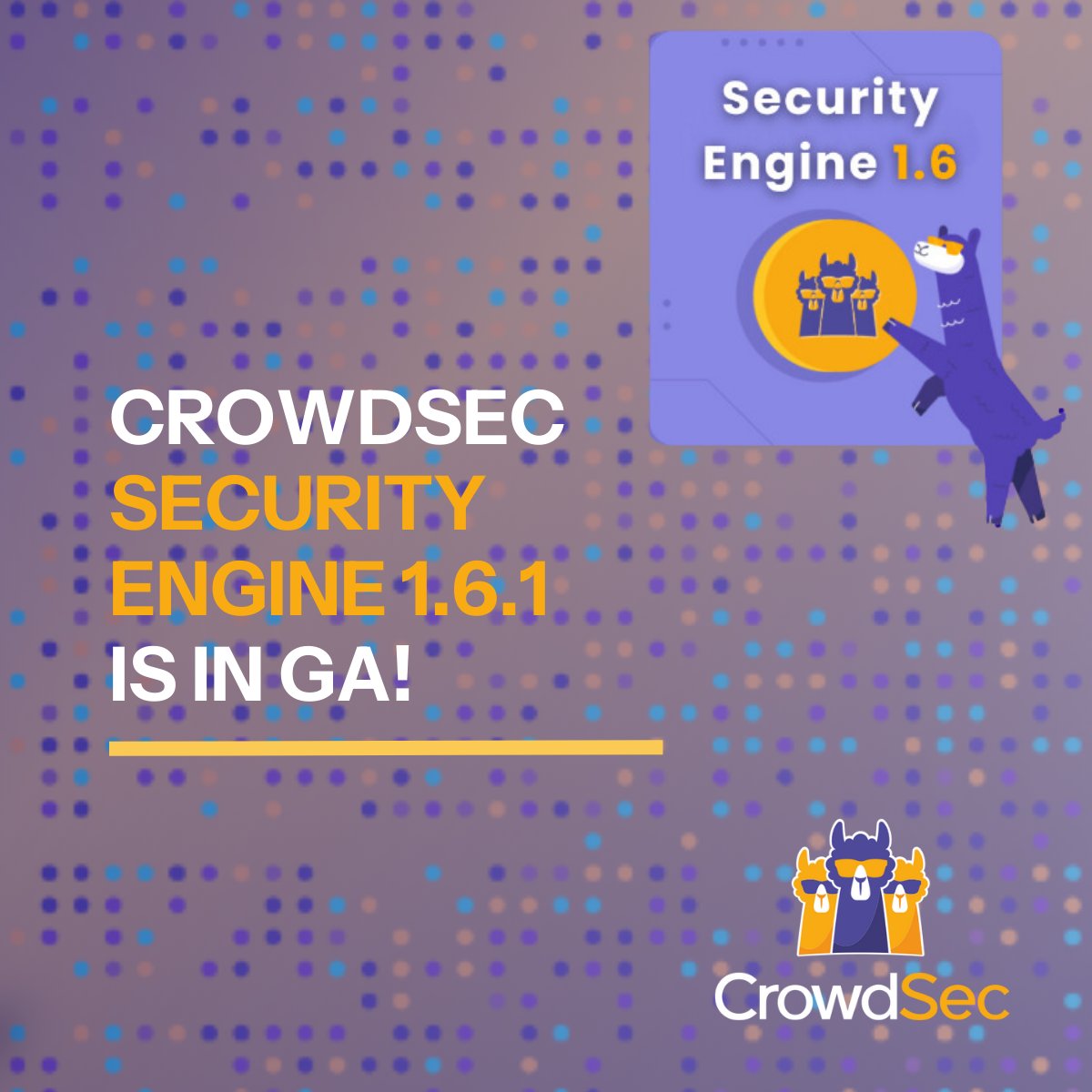 Crowd_Security's tweet photo. The CrowdSec Security Engine 1.6.1 version is in GA!
Whilst this is a minor release, it is packed with significant enhancements. Check out the full changelog to learn more: https://t.co/5T9BKlEaSA
#cybersecurity #CrowdSec #cybersec #securityengine https://t.co/juYajBBAkU