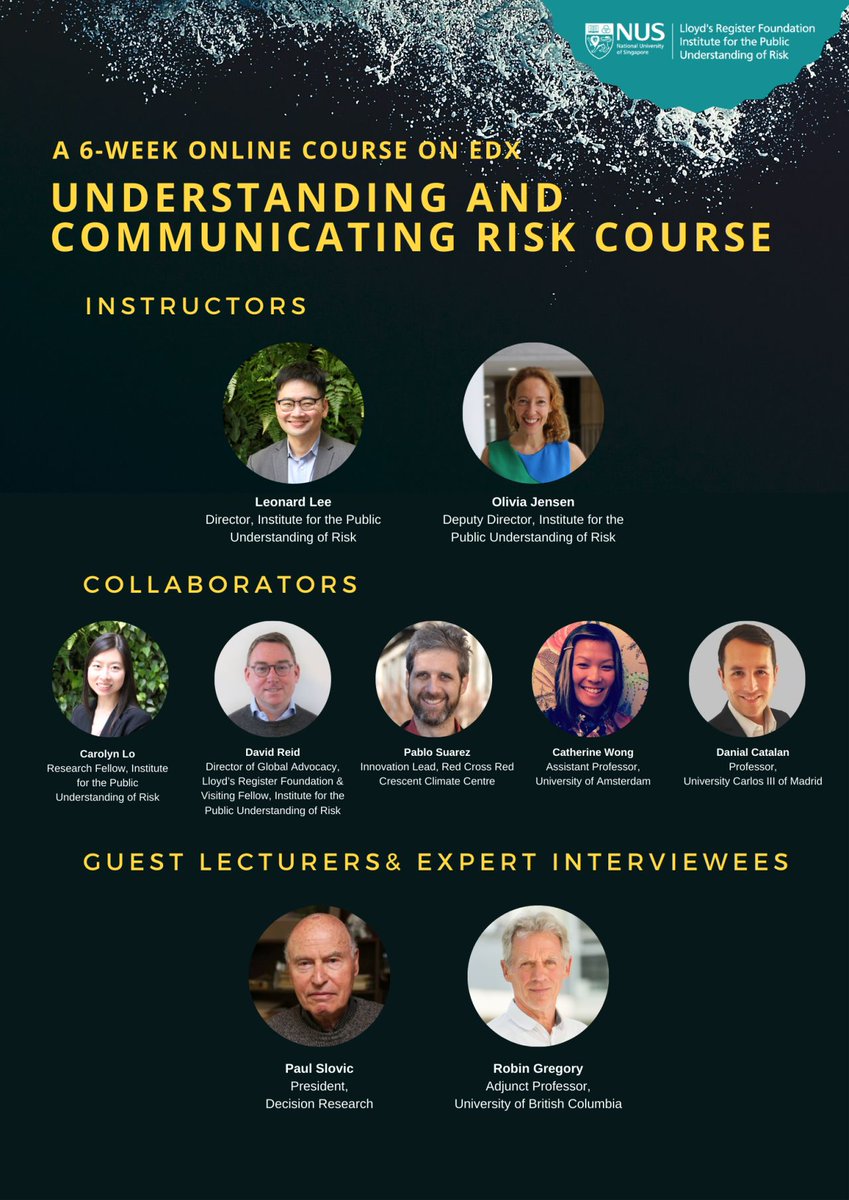 Register now! Join @ipur_nus's ‘Understanding and Communicating Risk' online #course on @edXOnline - offering learners a comprehensive understanding of the concepts, strategies, and best practices in effective risk communication. Available until Aug 24 🔗 loom.ly/wnMYDAI