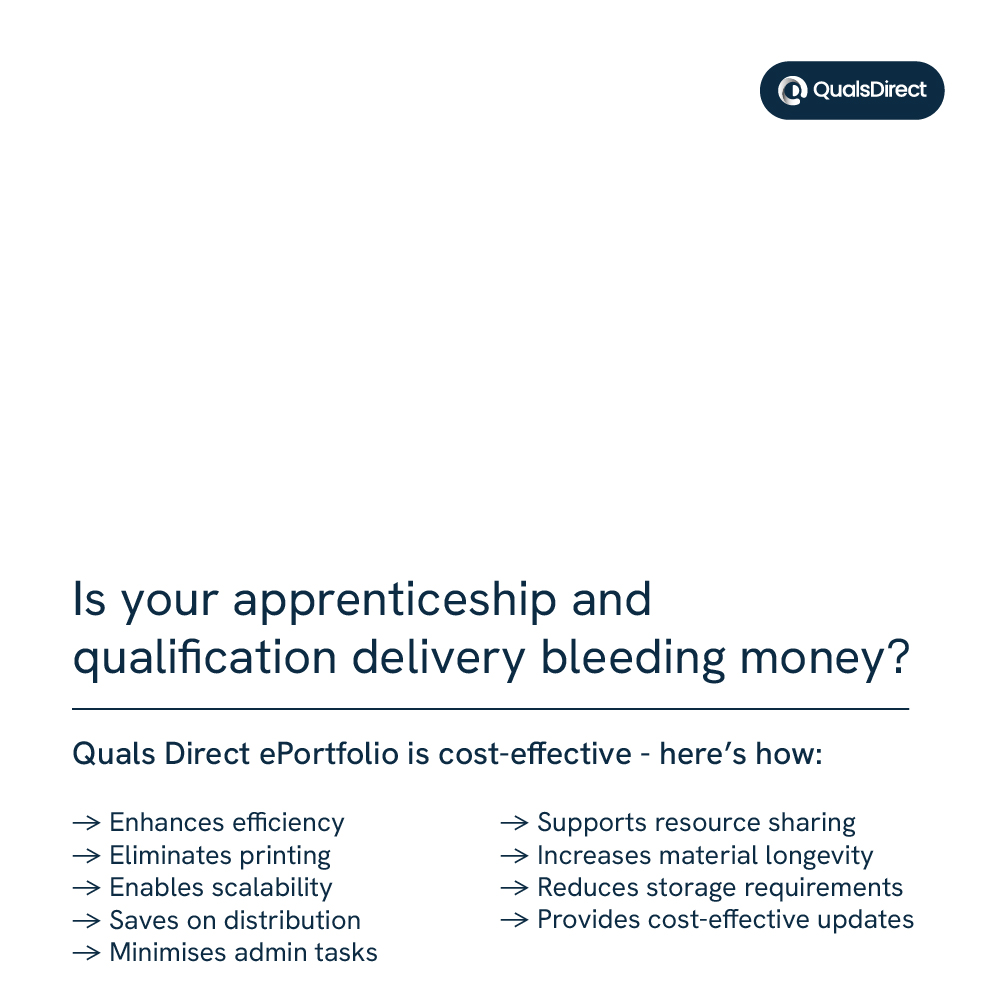 Is your apprenticeship and qualification delivery bleeding money? Quals Direct ePortfolio is cost-effective - here’s how 👇 Quals Direct is a no-brainer! Learn more via our website: quals.direct
