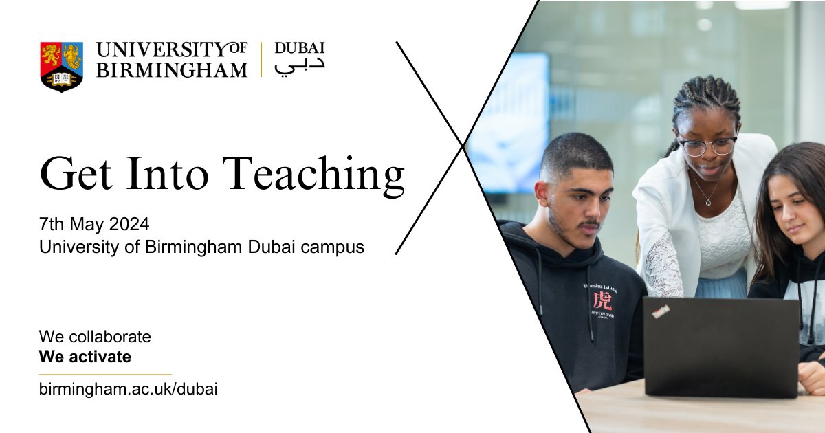 If you're passionate about pursuing a career in teaching or simply curious to learn more about our programmes, we invite you to attend our upcoming Get Into Teaching event at the University of Birmingham Dubai. Register here - birmingham.ac.uk/dubai/events/2…