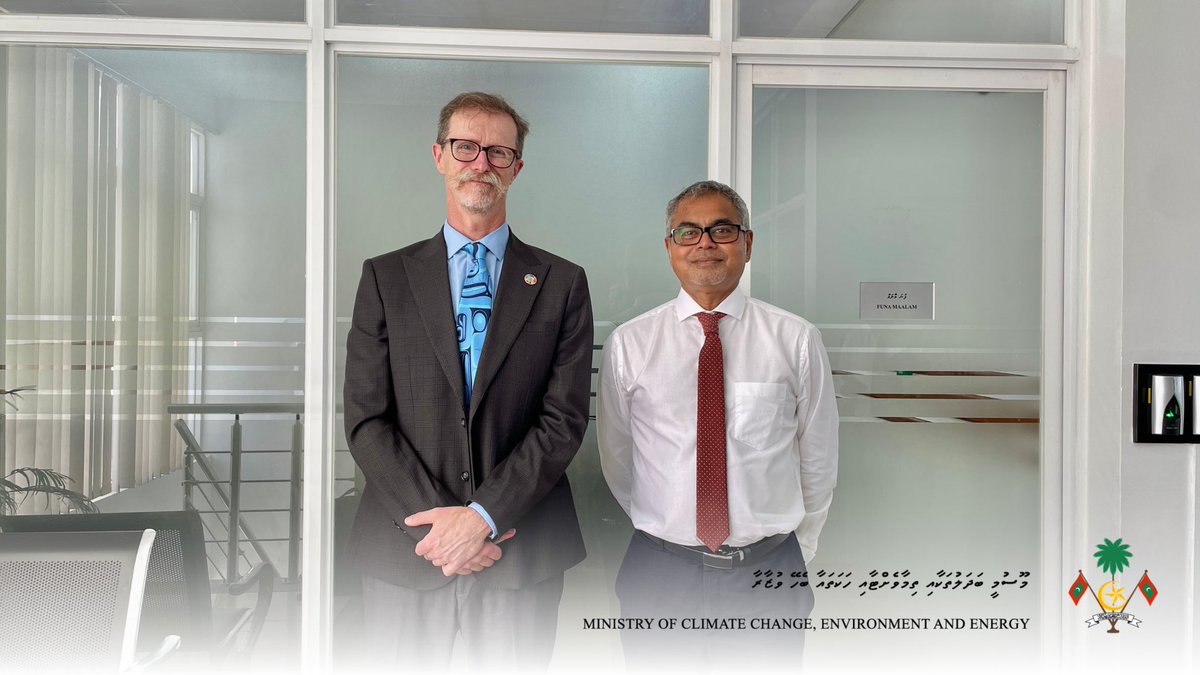 Mr. David R. Boyd, the UN Special Rapporteur on Human Rights and the Environment, extended a courtesy call to Minister @Thoriqibrahim. Explored avenues for collaboration in addressing pressing environmental concerns.