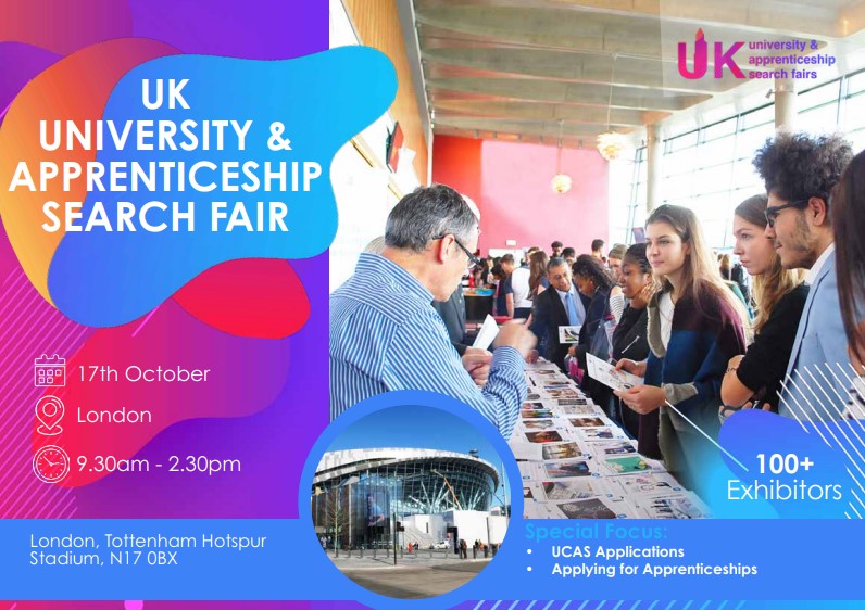 📢young people, parents/carers & staff! UK University & Apprenticeship FREE Search Event, will be returning to Tottenham Hotspur Stadium on 17 October. With universities, apprenticeship providers, student related organisations & more! Info and book➡️ukuniversitysearch.com