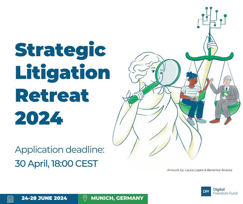 Are you working on #platformaccountability or #collectiveredress in Europe? 📝🎯 We'd love to have you join us at our Strategic Litigation Retreat in Munich this June. 👉🏿More details to apply: digitalfreedomfund.org/upcoming-event…