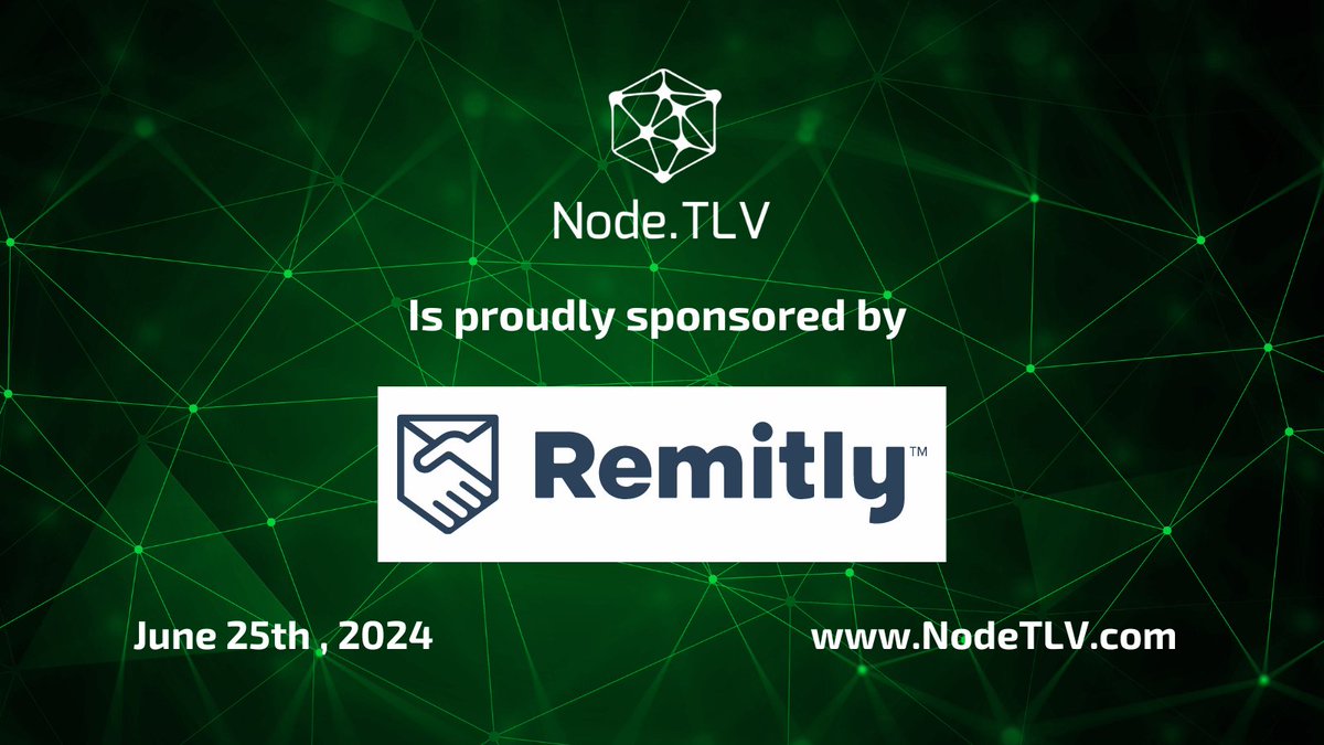 We are proud to announce that @remitly will be sponsoring #NodeTLV2024! Check out their booth at our conference on June 25th, 2024 nodetlv.com