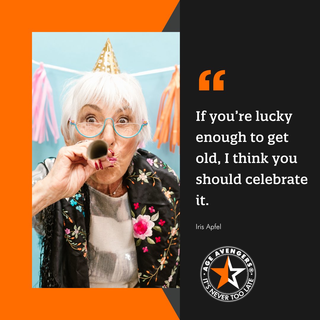 Age is a privilege denied to many, so why not celebrate it when we're lucky enough to reach it? #IrisApfel reminds us that getting old is something to be cherished. Embrace the wisdom and experiences that come with each passing year. #AgeGracefully #Growing #Celebrate