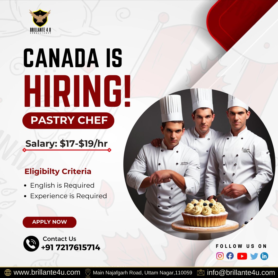 Calling all Chefs and Cooks! 🍳

Call our Expert to know more:
📲 +91 7217615714
.

#chefjobs #cookjobs #canadajobs #canada #canadaimmigration #immigration #canadavisa #canadapr #expressentry #workpermit #jobsincanada #canadaworkpermit #permanentresidency #workabroad #pastrychef