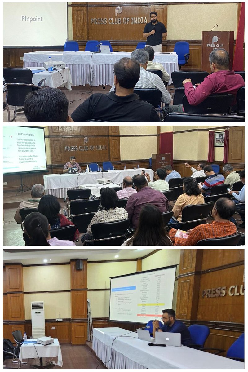 To keep up with the momentous time of #GeneralElections to capacity build the journalists reporting on the event, a workshop was held under the @GoogleNewsInit India training network We thank the Press Club of India. Register here for such a training shorturl.at/jkAR0