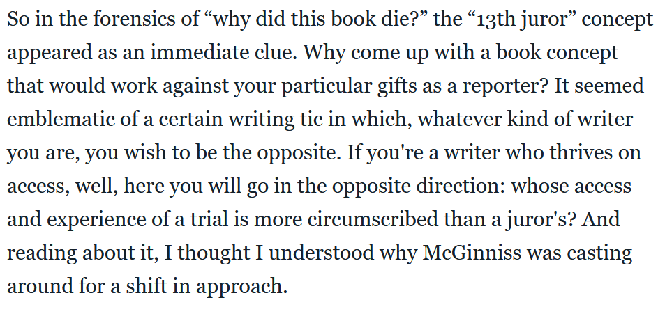 Flaming Hydra has published an absolutely fascinating piece by Carrie Frye (@CAAF) on why Joe McGinniss—controversial author of Fatal Vision and other true crime juggernauts—canceled his $1.75M deal to write a book on the OJ trial: