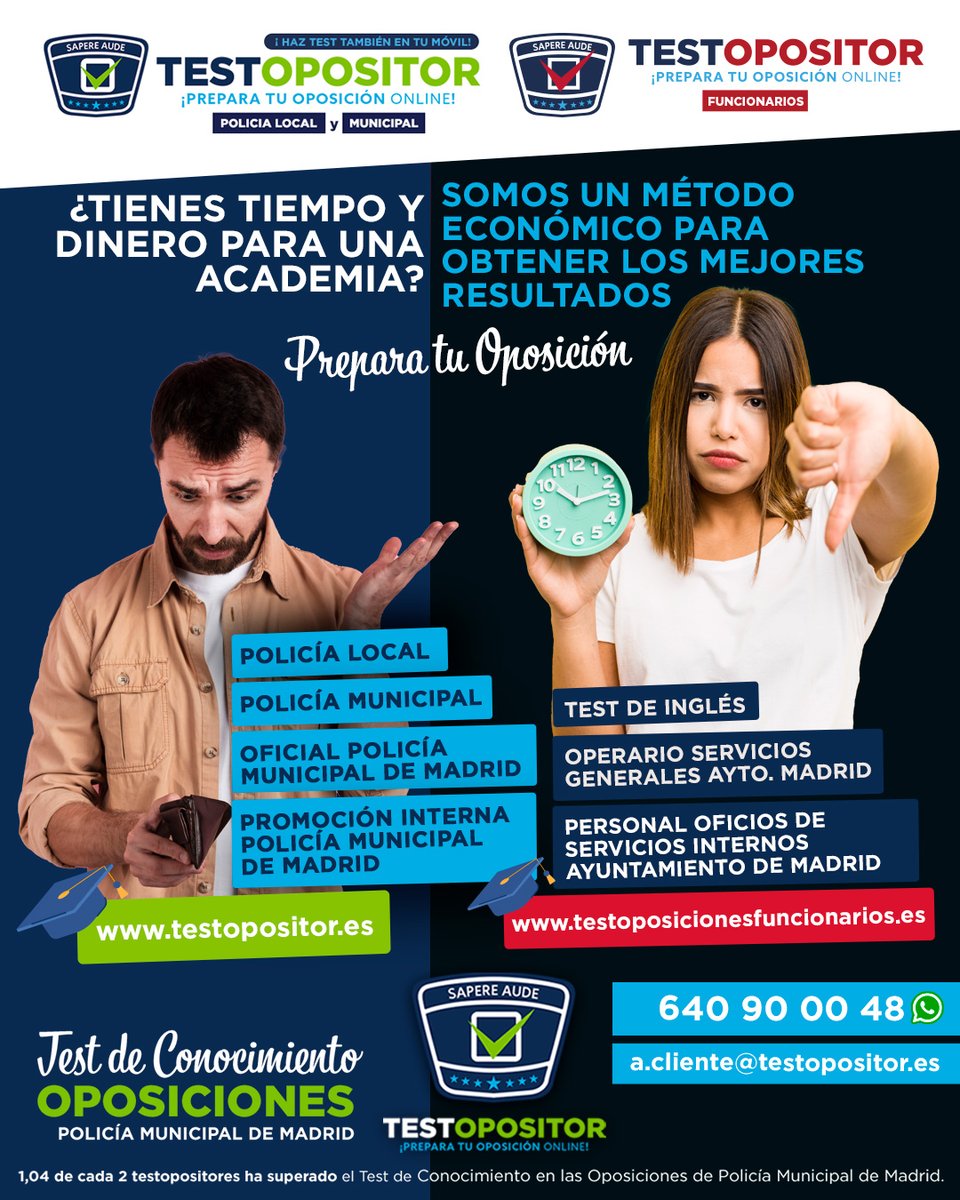 Testopositor1's tweet photo. En TestOpositor te ofrecemos una alternativa económica y eficaz para para obtener Los mejores resultados. ¡No necesitas invertir en academias costosas!
🎓 Todo en https://t.co/2y7AXA2rwJ
🎓 Todo en https://t.co/2tJDV18YyC https://t.co/q89oQFNusw