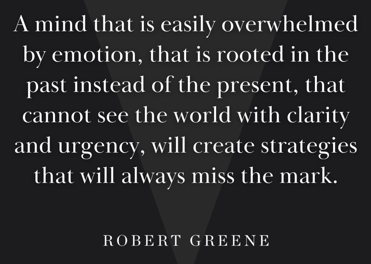 Navigating a complex world can sometimes feel like too much. 

Let's take a moment to reflect: How do we maintain clarity and focus amidst the chaos? 

#MentalClarity #RobertGreene #DailyReflections