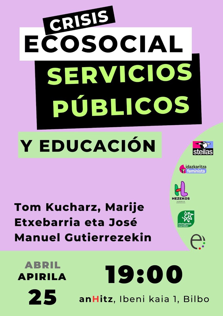 🫂Los cuidados son fundamentales para sostener la vida y la salud, imprescindibles para la sostenibilidad de nuestra sociedad y del mundo. De ello hablaremos mañana con @tomkucharz, Marije Etxebarria y José Manuel Gutiérrez. 🗓️jueves 25 de abril ⌚️19:00h 📍anHitz (Ibeni 1)