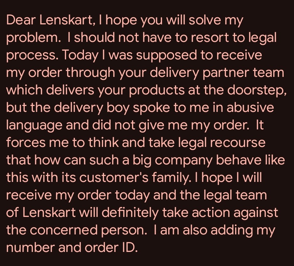 @Lenskart_com #lenskart my order I'd - 1286765414 my contact number- 9565729364