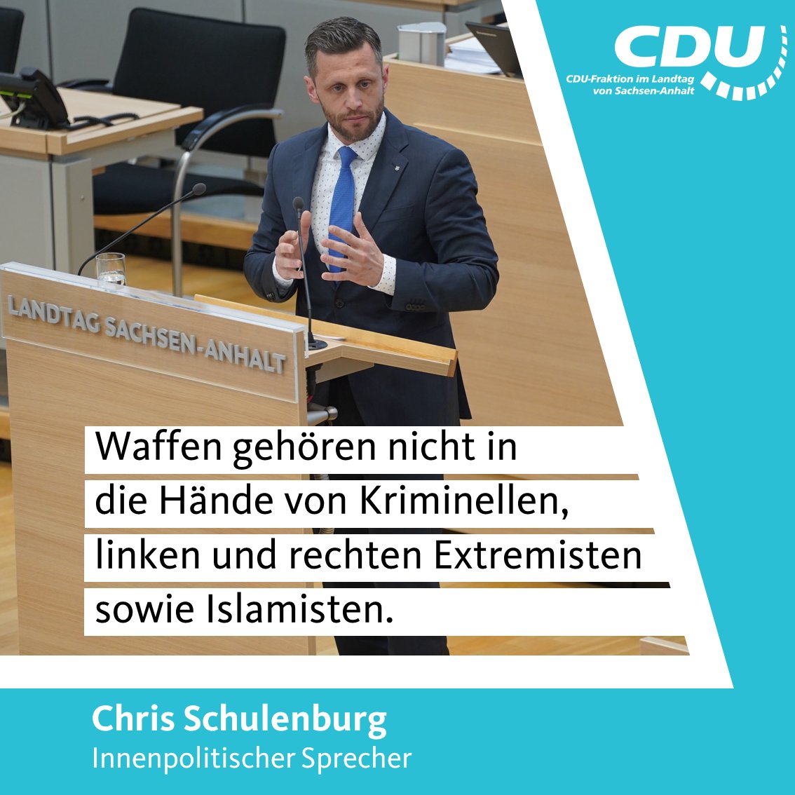 #ltlsa In der Landtagsdebatte zur Entwaffnung von #Rechtsextremisten in Sachsen-Anhalt sagt der innenpolitische Sprecher Chris @SchulenburgCh: