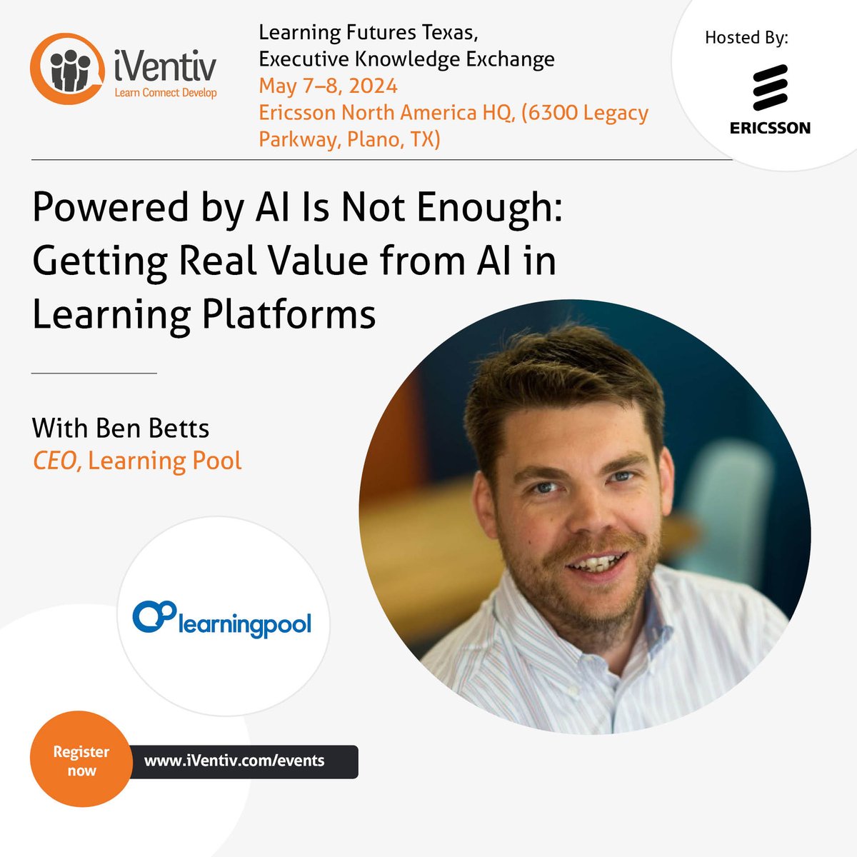 Attending Learning Futures Texas on May 7-8th? 👀 Join Learning Pool's CEO, Ben Betts, as he discusses how you can get real value from AI in learning platforms. 🖥️ You can register for the event here 👉 hubs.ly/Q02tT-ZK0 #Learninganddevelopment #AI #LearningFuturesTexas