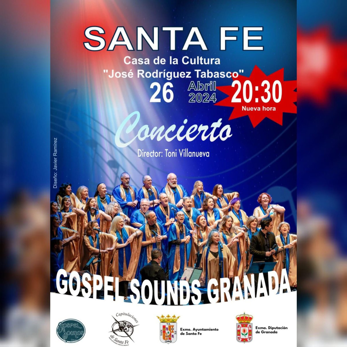 XXX CICLO DE MÚSICA DE CÁMARA CAPITULACIONES DE SANTA FE : CORO GOSPEL SOUNDS GRANADA 

🗓️ VIERNES, 26 DE ABRIL 

🕰️ 20:30h

📍CASA DE LA CULTURA “JOSÉ RODRÍGUEZ TABASCO” (SANTA FE) 

Consulta la programación completa y toda la información en: capitulacionessantafeoficial.es