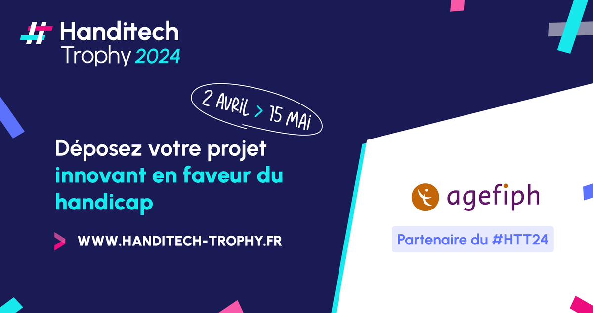 Répondez à l’appel à projet @HanditechTrophy du 2/04 au 15/05 ! 📣 Ce concours récompense les startup, les étudiants, les laboratoires et les associations qui proposent des solutions innovantes en faveur du #handicap. Pour candidater : handitech-trophy.fr #HTT224