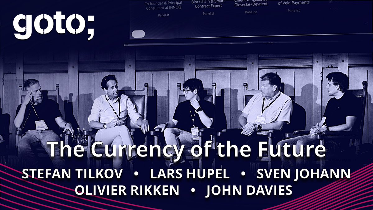 Are we ready to embrace the currency for the future? What would be its main characteristics? Join a lively debate with Stefan Tilkov, John Davies, @larsr_h , @olivier1977 & Sven Johann. youtu.be/Jymrhk4BNes?li…