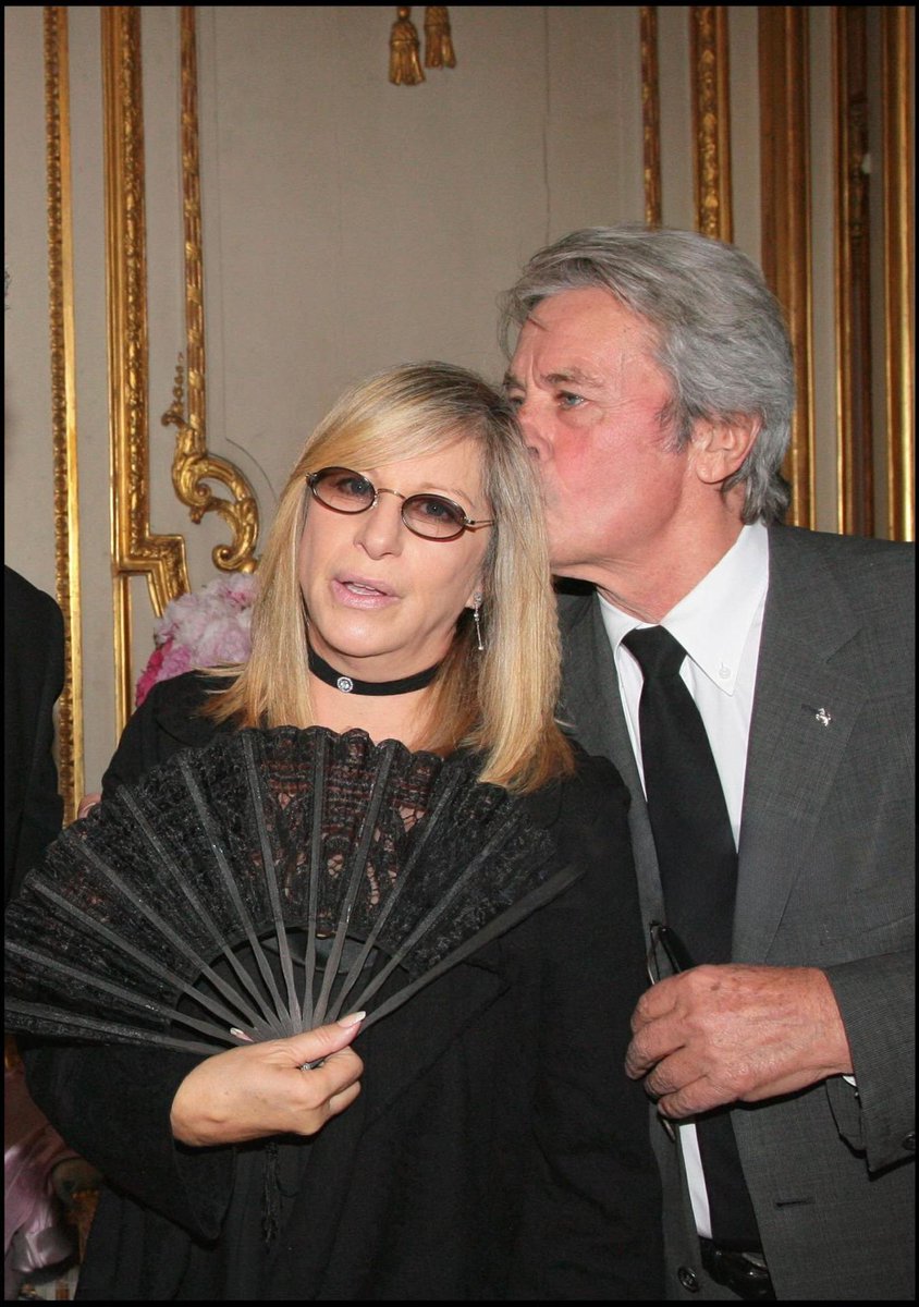 Alain Delon attended the ceremony honoring Barbra Streisand, who received the Officer of France's Legion d'Honneur order. Paris, 2007. #AlainDelon #Delon #BarbraStreisand #film #FilmTwitter #TCMParty
