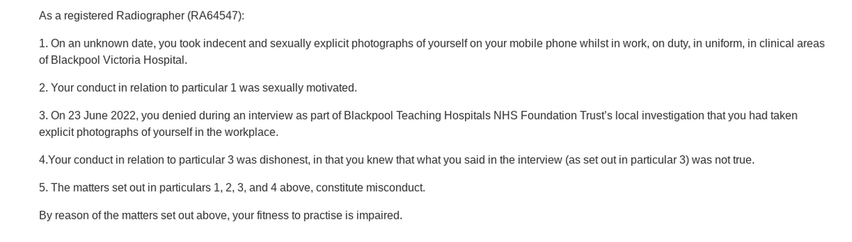 Scheduled misconduct hearing for a Radiographer 7th May 2024. 
#NHS