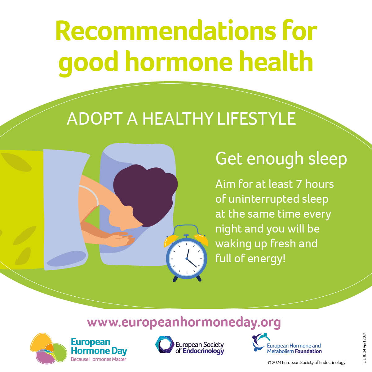 Sleep is a really important part of endocrine health! One of the 10 recommendations for good hormone health is prioritising sleep, you can find out more about sleep, circadian rhythms and hormones online: ow.ly/95TY50Rn05O #BecauseHormonesMatter #InsideHormones