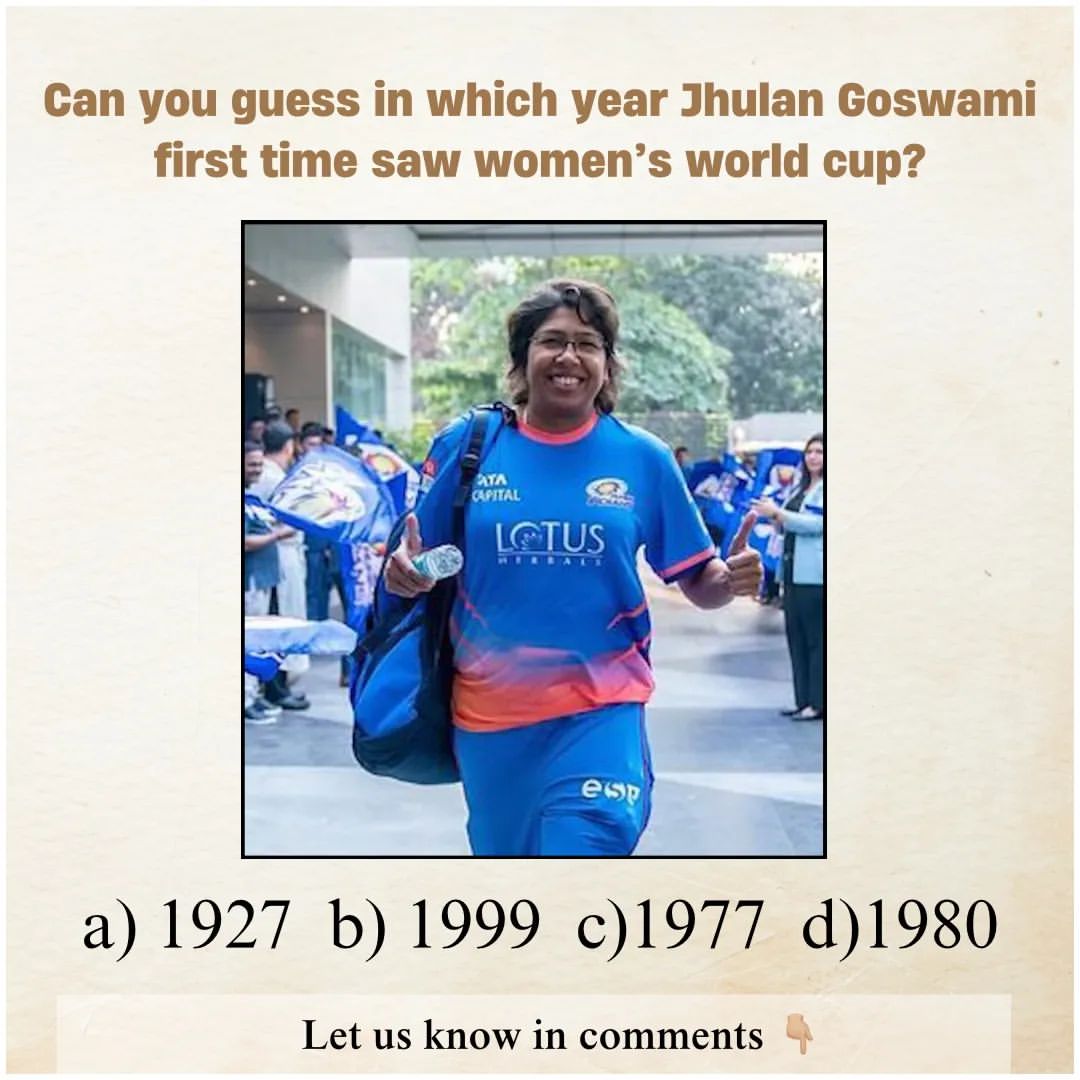 Guess in which year our Goddess first time saw women's World Cup?😎🫣

@JhulanG10

#JhulanGoswami #GoddessOfCricket #Cricket 
#WomenWorldCup #Legend #Inspiration #WorldCup

( Jhulan Goswami, World Cup, Legend)
