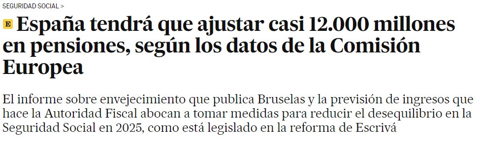 Europa exige que España rebaje en 12.000 millones las pensiones. Estamos ante la Mileificación de Europa.

¿De eso no van a hablar Pedro Sánchez y los demás políticos en la sesión de control del Congreso?

Las pensiones se han de blindar en la Constitución.
#SesionDeControl