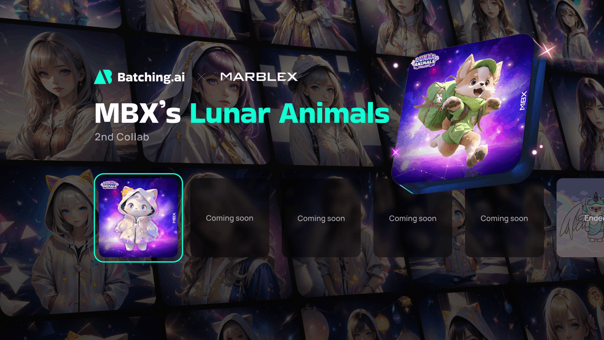 It’s event time!🎉 MARBLEX and @BatchingAI are hosting a collaborative event! Win $MBX and $HVH plus our very own Lunar Animals NFT 🌕🐾 For full event details, follow the link below! 🔎 ntiny.link/_ohwQ #Blockchain #Crypto #MARBLEX #MBX