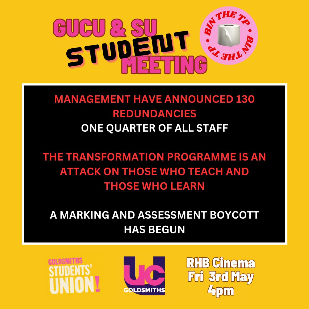 📢Join the Student and Staff Solidarity Meeting. We can fight cuts together! 📢 @GoldsmithsSU