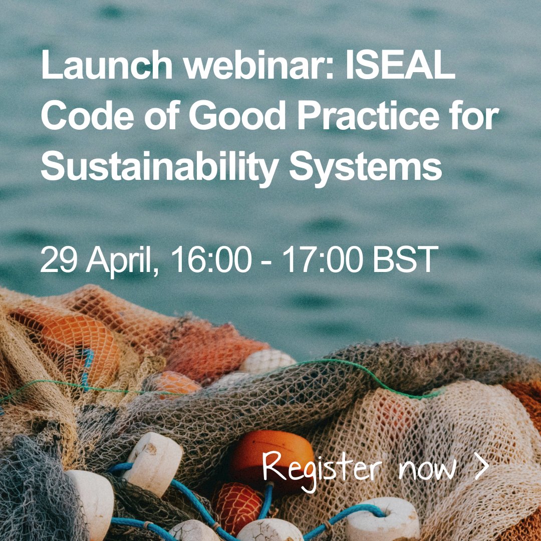 We're excited to hold our first public webinar on the ISEAL Code of Good Practice for Sustainability Systems. Learn more about the ISEAL Code and credible practice for market-based approaches, its value and why it matters for your business. Register > isealalliance.org/node/4888