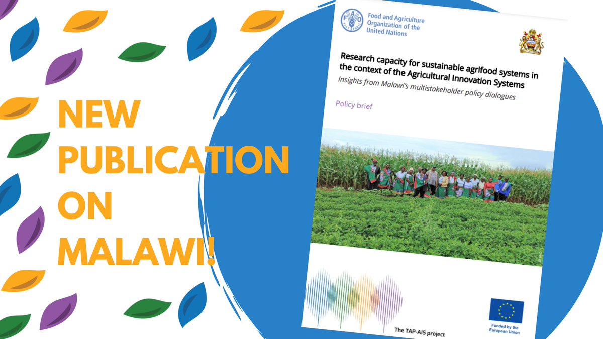 #JustPublished

Enhancing #agrifoodsystems in Malawi demands strong research capacity. 

Our latest policy brief uncovers key insights from multistakeholder dialogues, offering solutions for agricultural innovation.

Read more: doi.org/10.4060/cd0317…

#AgInnovation #TAP_AIS