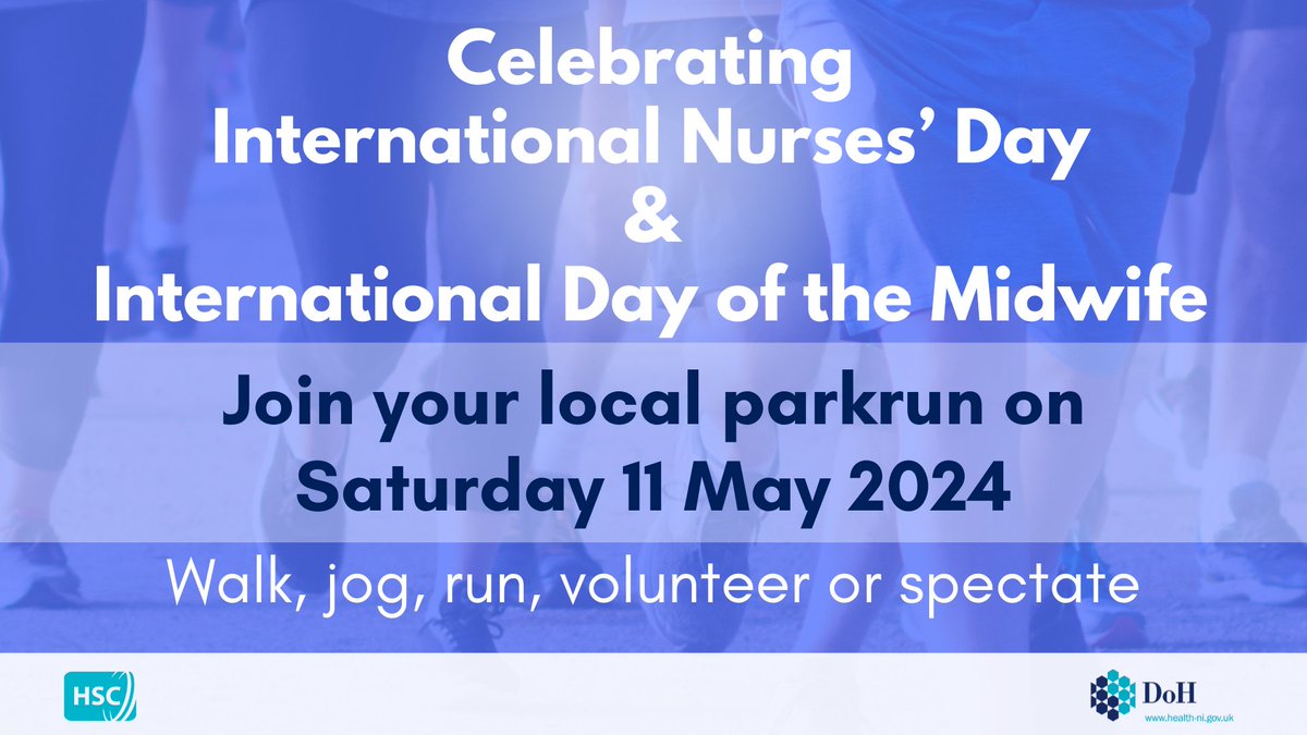 Join us as we celebrate International Day of the Midwife #IDM2024 and International Nurses Day #IND2024 with @parkrunUK 🏃🏃‍♀️ Register for your local parkrun and take part on 11 May 🚶‍♀️🚶‍♂️ ➡️Register here: parkrun.org.uk/register/