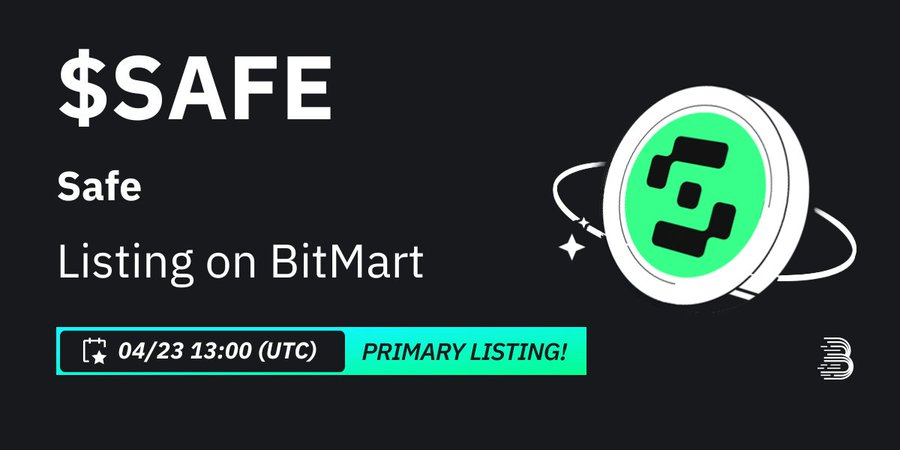 #BitMart is thrilled to announce the primary listing of Safe ( $SAFE ) @safe🔥 Safe is the ownership layer of web3 securing with $100B+ . It includes Safe{Core}, a full stack of account abstraction infrastructure and the industry-standard multi-sig, Safe{Wallet}. The project is…