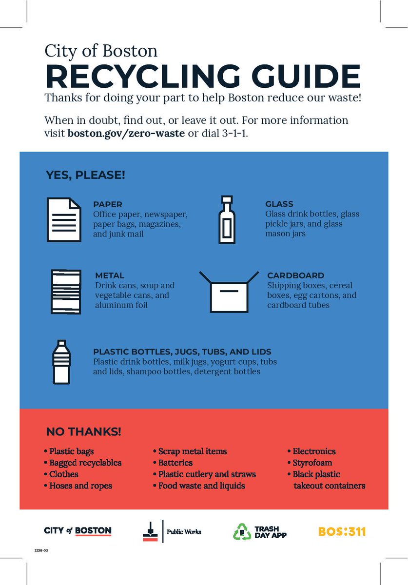 Items you can and cannot recycle in the City of Boston.
