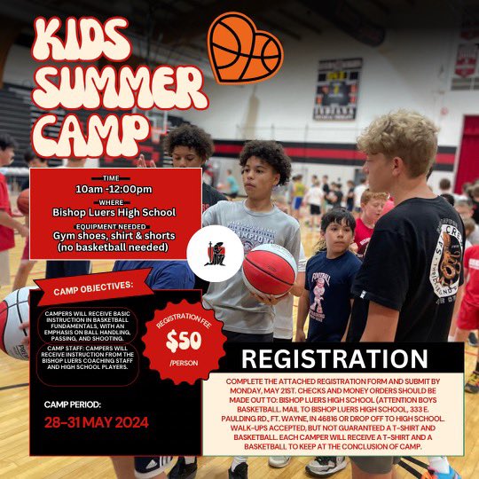 It’s that time of year for our 3rd annual Knight Kids Camp! Incoming 5-8 graders! See how to sign up below! #LuersSpirit