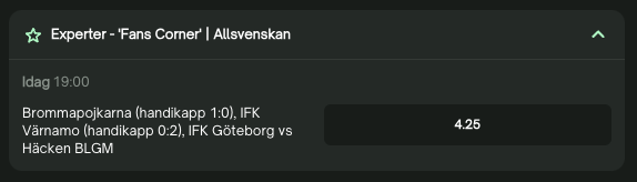 FCSverige_'s tweet photo. Dagens oddsboost i Allsvenskan!

Här hittar du vår kupong: https://t.co/HRzx4r7p8Y https://t.co/zjIYQHAF8C