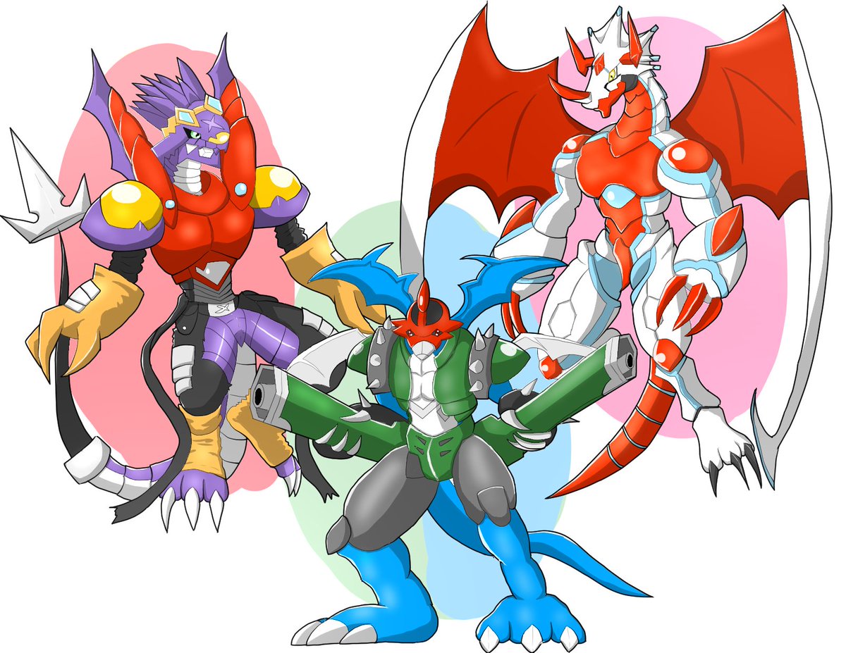 イケドラ達！
（遅刻したドラゴンの日も兼ねて）
#デジモン
#Digimon
#ドラゴンの日