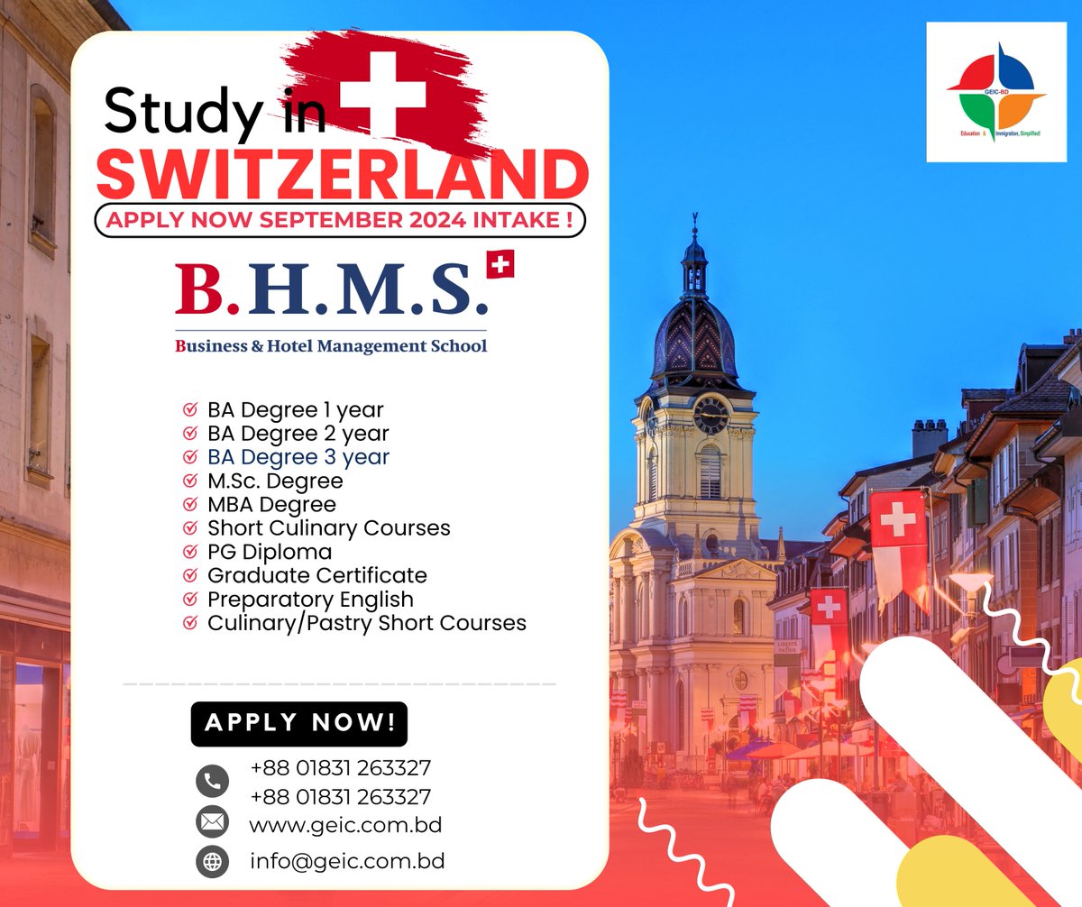Dreaming of a career  in Business and hospitality Management? 
' Study in Switzerland  '
#studyaboard #studyabroad #studyaustralia #studyaesthetic #studyabroadlife #studyarchitecture #StudyAbroadJourney
#studyabroadconsultants #switzerland #studyatswitzerland