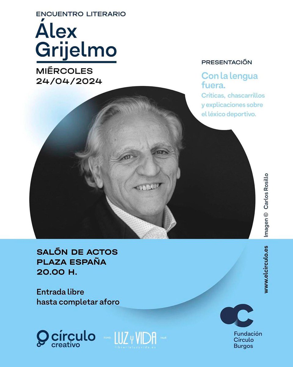 FCirculoBurgos's tweet photo. ¡Semana corta pero intensa! 🙌🏼🖊️🎨🎷

📖 Encuentro literario con Álex Grijelmo 

🎨 Inauguración exposición de López Herrera ‘¿evolución?’

🎻 Concierto de @MenilSwing 🎟️👇🏼

https://t.co/2OD5Mttkm2

¡Muy pronto desvelaremos la sorpresa del sábado! 😉 https://t.co/hRifyd4JHK