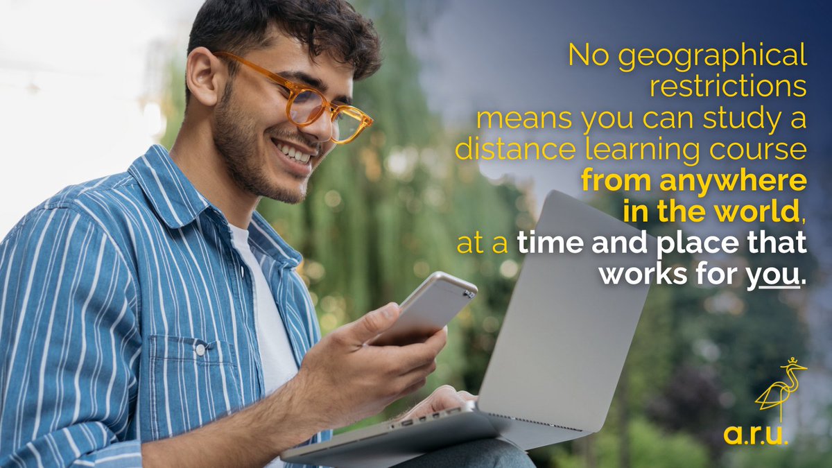 Discover how #onlinelearning is perfect if you want to choose when and where to study. It's an ideal solution if you're juggling work, family and childcare commitments or you find it hard to get to campus. Find your course > aru.li/3R4hZGP #wednesdaywisdom