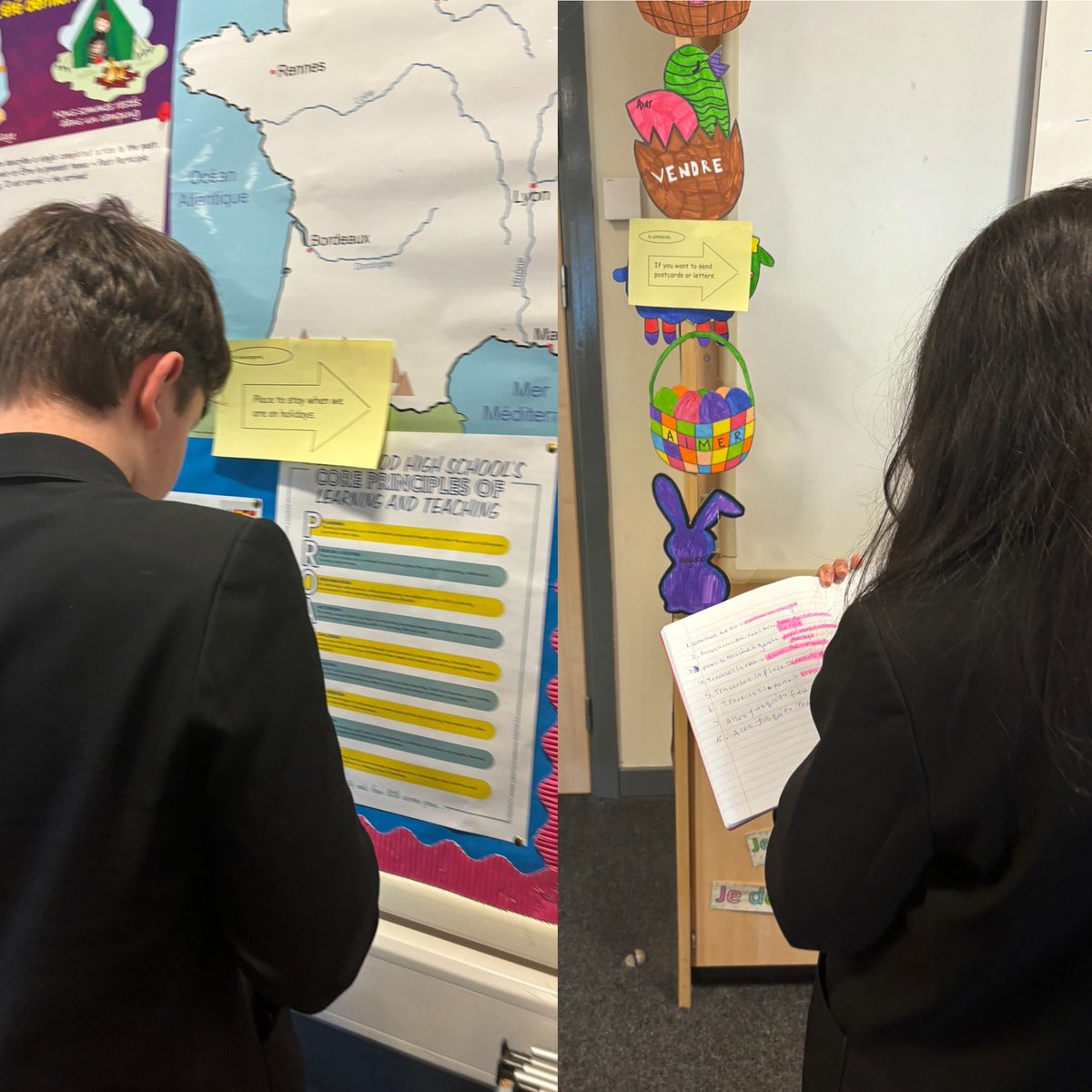 WilliamwoodHS's tweet photo. This week S1 have been revising places in town in French. Here are 1.2, 1.4 and 1.9 taking part in their Chasse au Trésor to find the new vocab 🚂 🏫 🏰🏟️ #WWHSModLangs https://t.co/wrKpX1GrRL