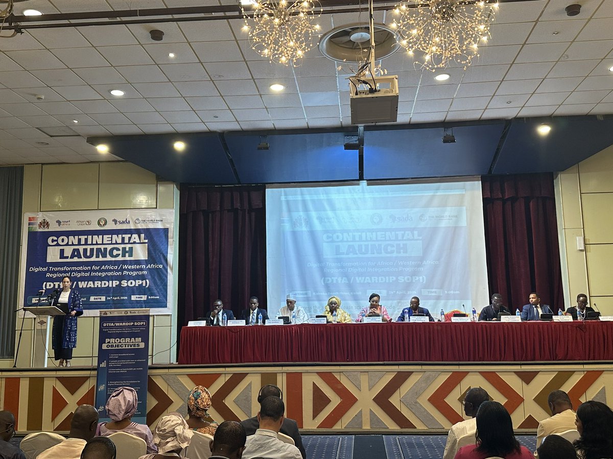 KawsuBarrow's tweet photo. Continental Launch of the #DTfA/WARDIP in the Gambia.
This project aims at increasing broadband access and usage to promote the single digital market in Western Africa. It will also help Gambia to have its 2nd Submarine Cable to boost connectivity, etc…
Funded by @WorldBank. https://t.co/S6w5VZXnKZ