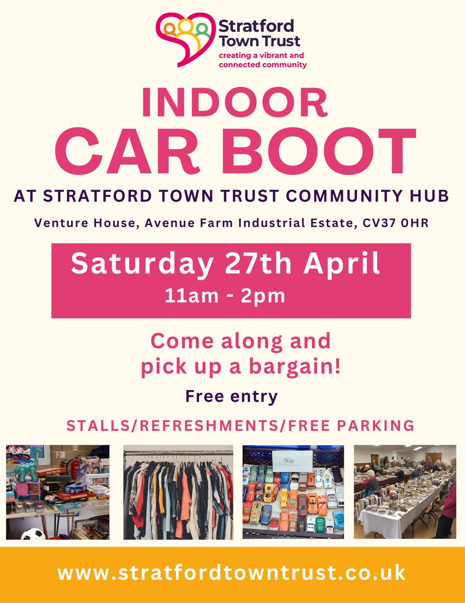 Bargain hunters - don't forget to pop along to our indoor #CarBoot sale at our community hub this Saturday! It's free entry and refreshments are available - Venture House, 11am - 2pm