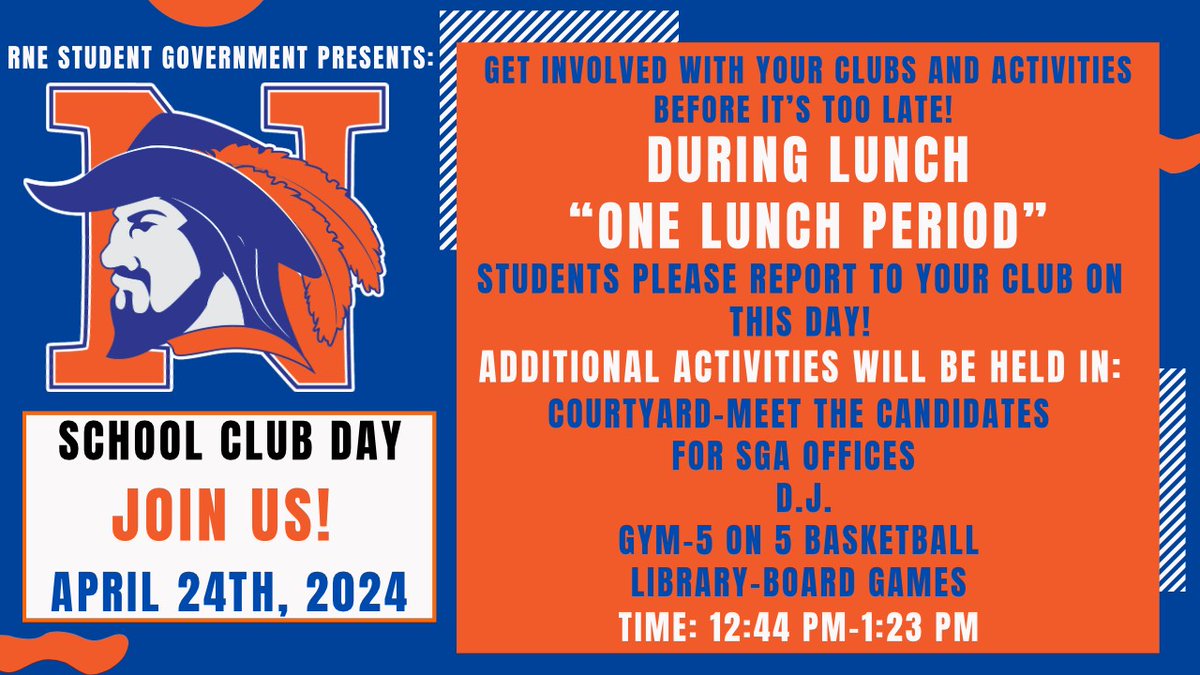 Last Club Day of the year today! @RNECavaliers @northeaststugov