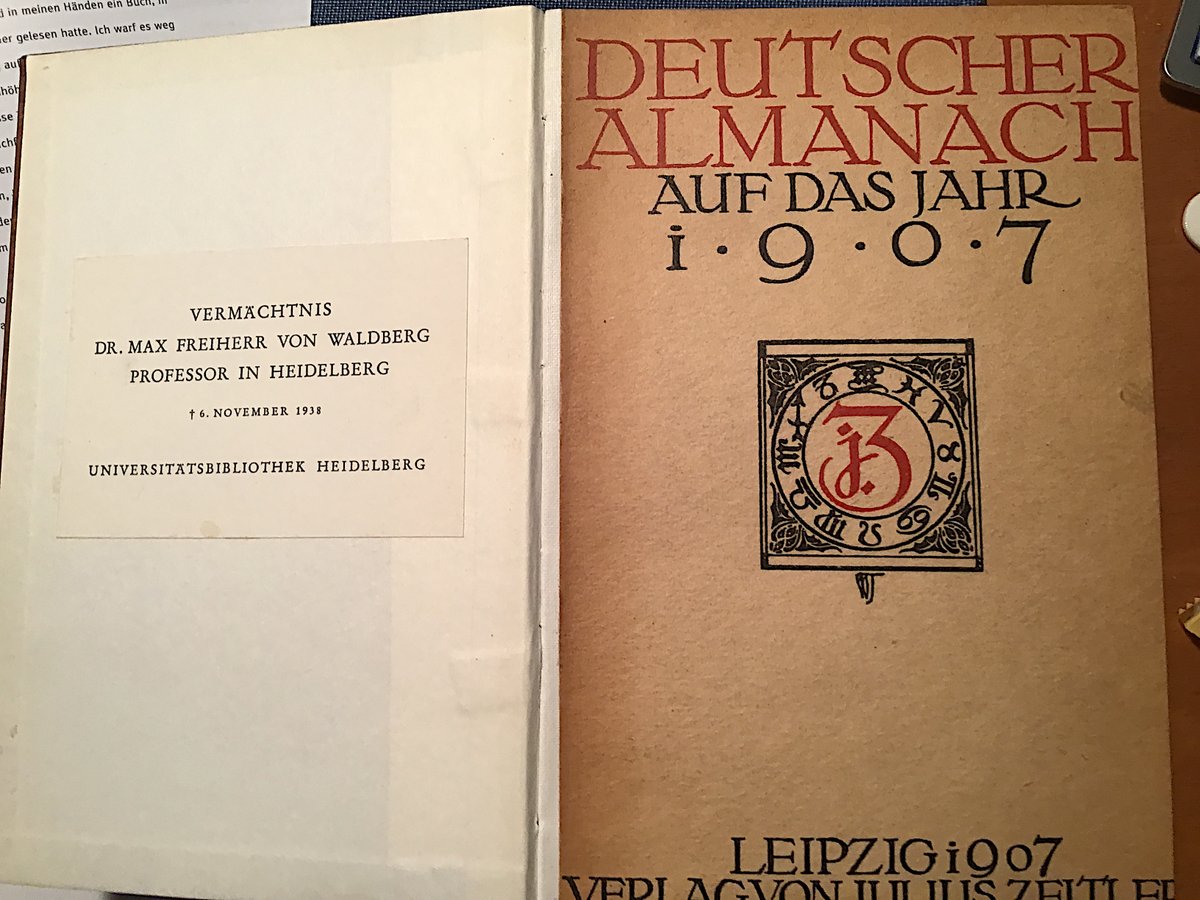 Die UB Heidelberg hat eine Menge Bücher aus dem Besitz von Max Freiherr von Waldberg. Waldberg war der Doktorvater von Goebbels (1922 promoviert) & wurde seit 1933 – jüdische Abstammung – von den Nationalsozialisten chicaniert. Seine Biographie ist eine eigene Darstellung wert.