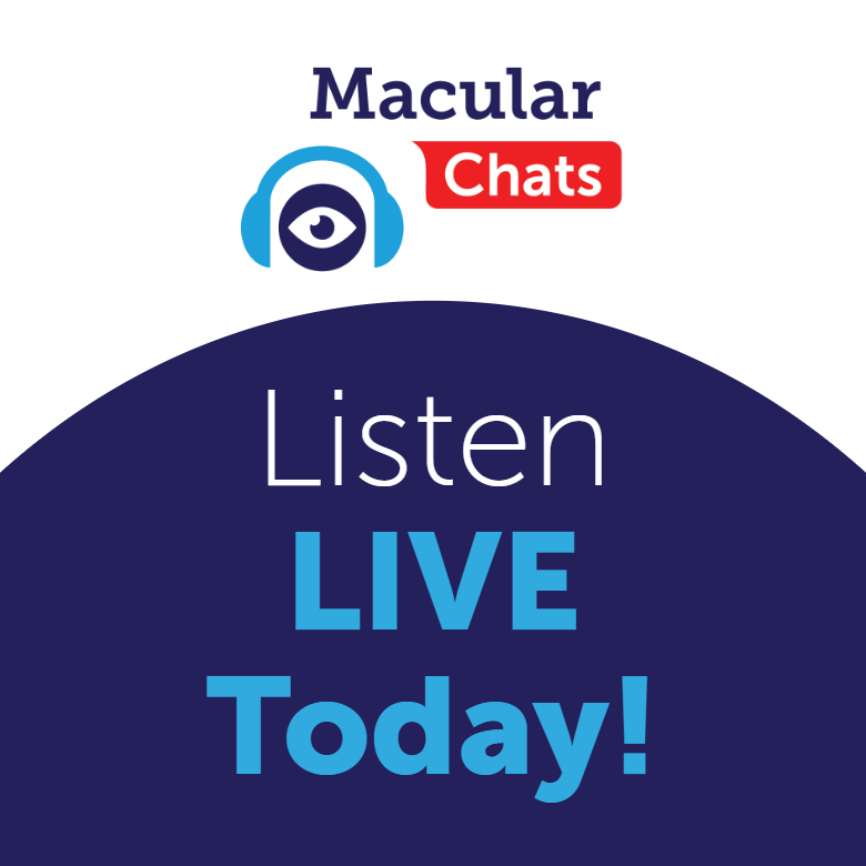 Are you coping with vision loss caused by macular degeneration? You are not alone. Tune in today at 1:00 pm Eastern for a live Macular Chat conversation about resources and support with guest expert Ed Haines of @HadleyHelps. 🔊 Listen live: bit.ly/3recRlb