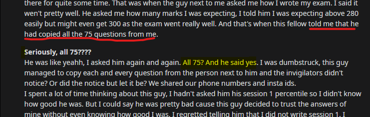 I strongly urge <a href="/NTA_Exams/">National Testing Agency</a> to conduct a thorough investigation into this cheating incident during #JEEMains2024. The evidence of the cheater's low percentile (7) in a previous session and his acceptance of impersonating raises serious concerns about the fairness of the exam. 5/6