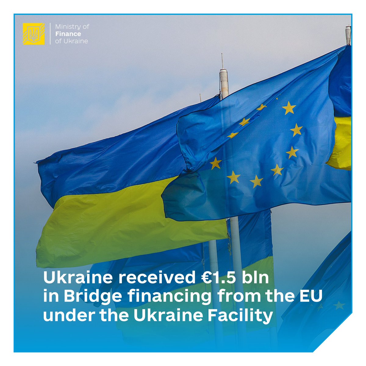 🇺🇦🇪🇺The State Budget of Ukraine has received the second tranche of $1.5 billion in Bridge financing under the EU's #UkraineFacility. 🔗 Details: surl.li/sxmiq