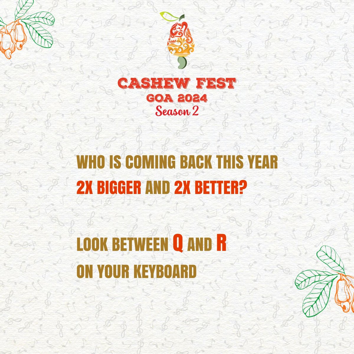 goacashewfest's tweet photo. Cashew Fest Goa 2024, Season 2 is going to be 2x bigger and 2x better.
Who else is excited? Let us know in the comments.
See you there on the 10th, 11th, and 12th of May 4:30 pm onwards!
๐ D.B. Grounds, Campal, Panaji, Goa.
#CashewFestGoa #Season2 #GoaNutFestival #DBGrounds https://t.co/csWDjrdqLD