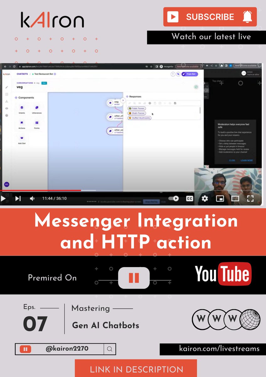 Missed out on our YouTube live showcasing a demo on messenger integration and HTTP action? Catch it now 👉 lnkd.in/g6A2iypx. 📺

Other lives👉 lnkd.in/gaY7KVi6. 

#youtubelive #messengerintegration #livedemo #genai #chatbots #digitaltransformation #conversationalai